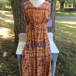 Gilli women’s floral mustard maxi dress small